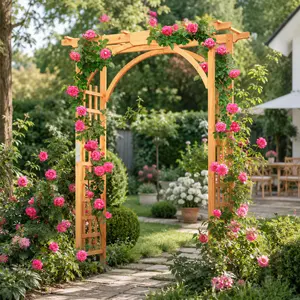 Yaheetech 85in Wooden Garden Trellis Horticulture Garden Arch Arbor for Climbing Planting Plant Stand in Garden Yard Outdoor, Brown