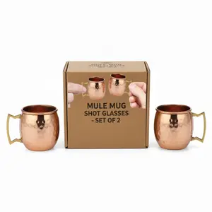 Modern Home Set of 2 Handmade 100% Copper Moscow Mule Shot Glasses 2oz – Hammered Mini Mugs