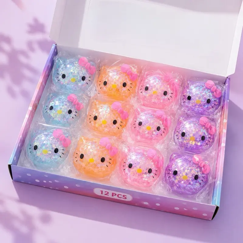 Full box of 12 piece maltose squishy cat head