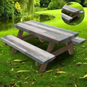 3pcs Outdoor Table and Chair Cover Set with Easy-Clean Table Cover Heavy Duty Polyester Fiber All-Weather Patio Furniture Brown/Gray Modern Rectangular Table & Matching Chairs for Backyard Garden Camping BBQs