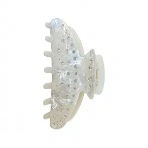 OideGuiing Durable Acetate Hair Clips - 4-Inch Shiny White Claw Clips for Fine and Thick Hair (Shiny White)