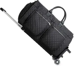 Rolling Garment Bags for Travel,Convertible Duffle Garment Bag Roller Bag Carry on Garment Bag with Wheels Luggage Rolling Weekender Roller Duffle Bags for Travel-Black