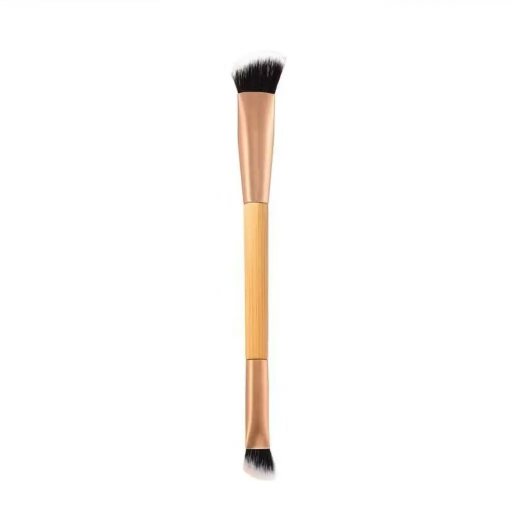 DUcare 1Pcs Dual-End Synthetic Bristle Facial Brush - 1-Piece Gentle Touch Makeup Tool for Facial Use, Smooth Blend of Foundation, Powder, Contour, Concealer, Bronzer, Highlighter