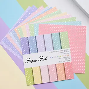 12 Sheets 6 Inch Polka Dot Plaid Scrapbook Paper, Seamless Card Making Background Paper, Handmade Art Paper, Single Side Pattern, Scrapbooking Craft Supplies, Scrapbook Page