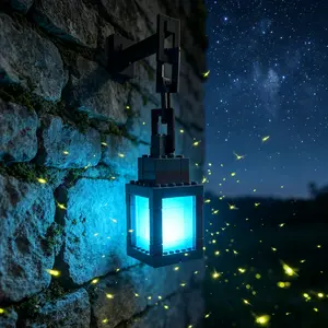 DIYCOM Pixel Minecraft Soul Lantern NightLamp 16 Color RGB Rechargeable LightRemote Control Handmade Design with 3DPrinting Four Lighting Modes for BedroomGaming Space Decoration Wall Lamp