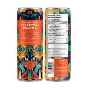 Collective Arts Perpetual Paloma Zero Proof Cocktail, Dreamy Combination of Citrus and Lime, 0% Alcohol, 355 ml