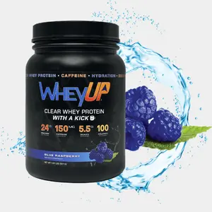WheyUP Blue Raspberry Flavor Clear Whey Protein 24g with Caffeine 150mg & Coconut Water 500mg for Muscle Growth