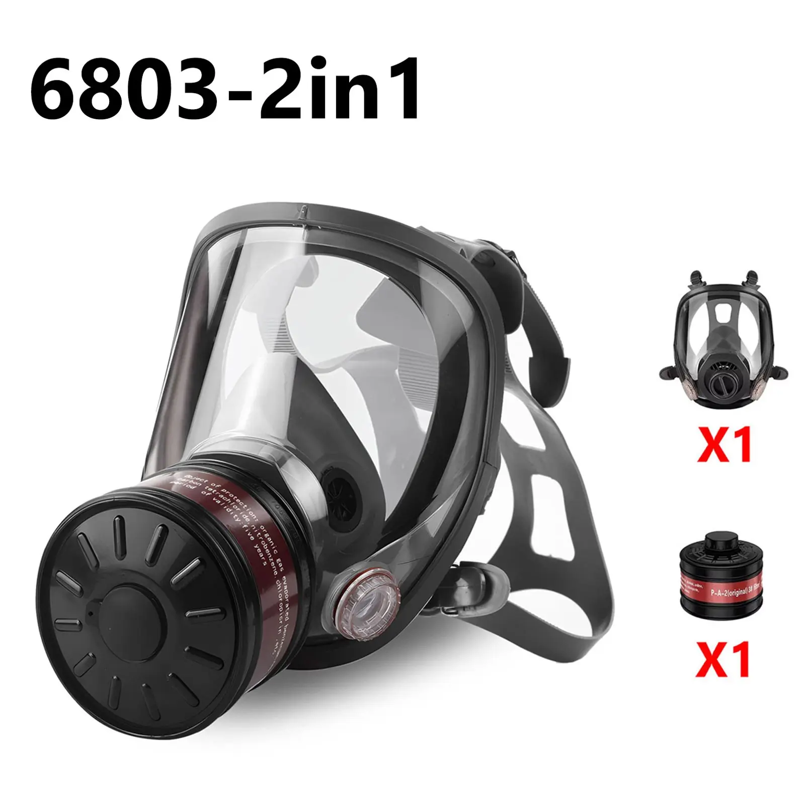 Full Face Gas Mask Survival Chemical Respirator, Chemical Defense, 40mm Filter Activated Carbon, Full Face Respirator for Safety Protection, Essential Gear, Protective Respirator