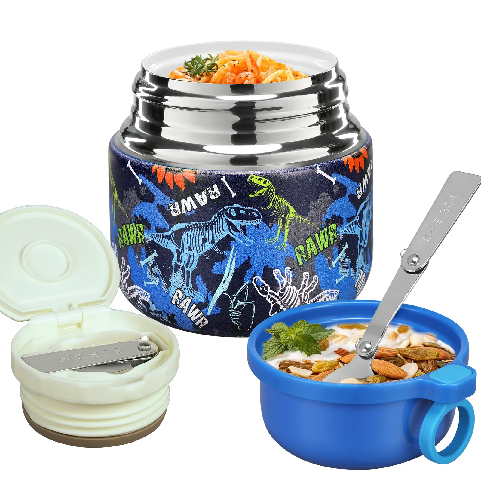 Bobike Insulated Thermal Soup Jar for Kids & Adults 10 oz Unisex Soup Thermos with Spoon 7 Layer Vacuum Insulation BPA-Free & PVC-Free Leak-Proof Food Container