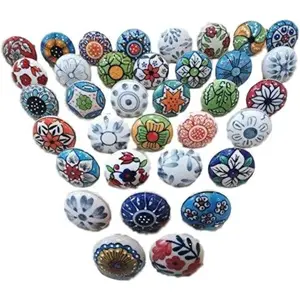 20 X Mix  Look Flower Ceramic Knobs Door Handle Cabinet Drawer Cupboard Pull