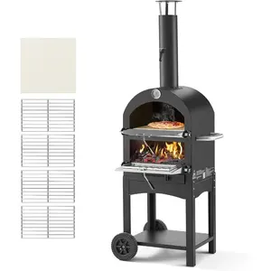 VEVOR Outdoor Pizza Oven, 12 Pellet Fire Ovens, 2-Layer Pizza Oven Wood Fired, Wood Burning Outdoor Pizza-Oven with 2 Removable Wheels, 1000 Max Temperature Fired Pizza-Maker Ovens for BarbecueVEVOR Super Brand Day