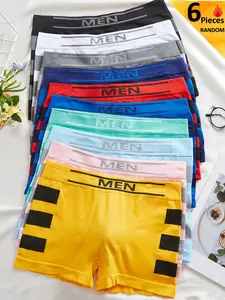 Random Colors,Men's Seamless Boxer Briefs, Comfortable Breathable Athletic Underwear, Casual Fitted Trunks, All Seasons,Youthful Style, Activewear