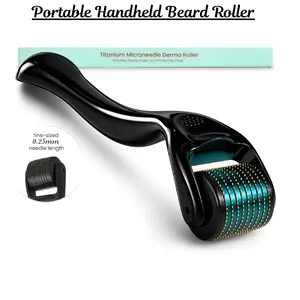 Portable Handheld Beard Roller for Face & Beard Care, Microneedling Derma Roller for Men Women with Storage Case, Skin Care Tool