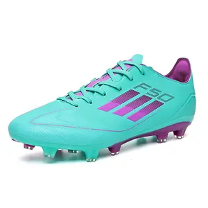 Football Shoes FG Natural Grass Long-Studded Competition Shoes Teal & Purple Vibrant Design for Optimal Traction and Style