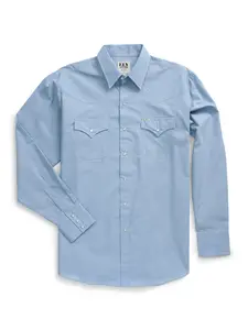 Men's Ely Cattleman Long Sleeve Solid Stone Blue Western Shirt