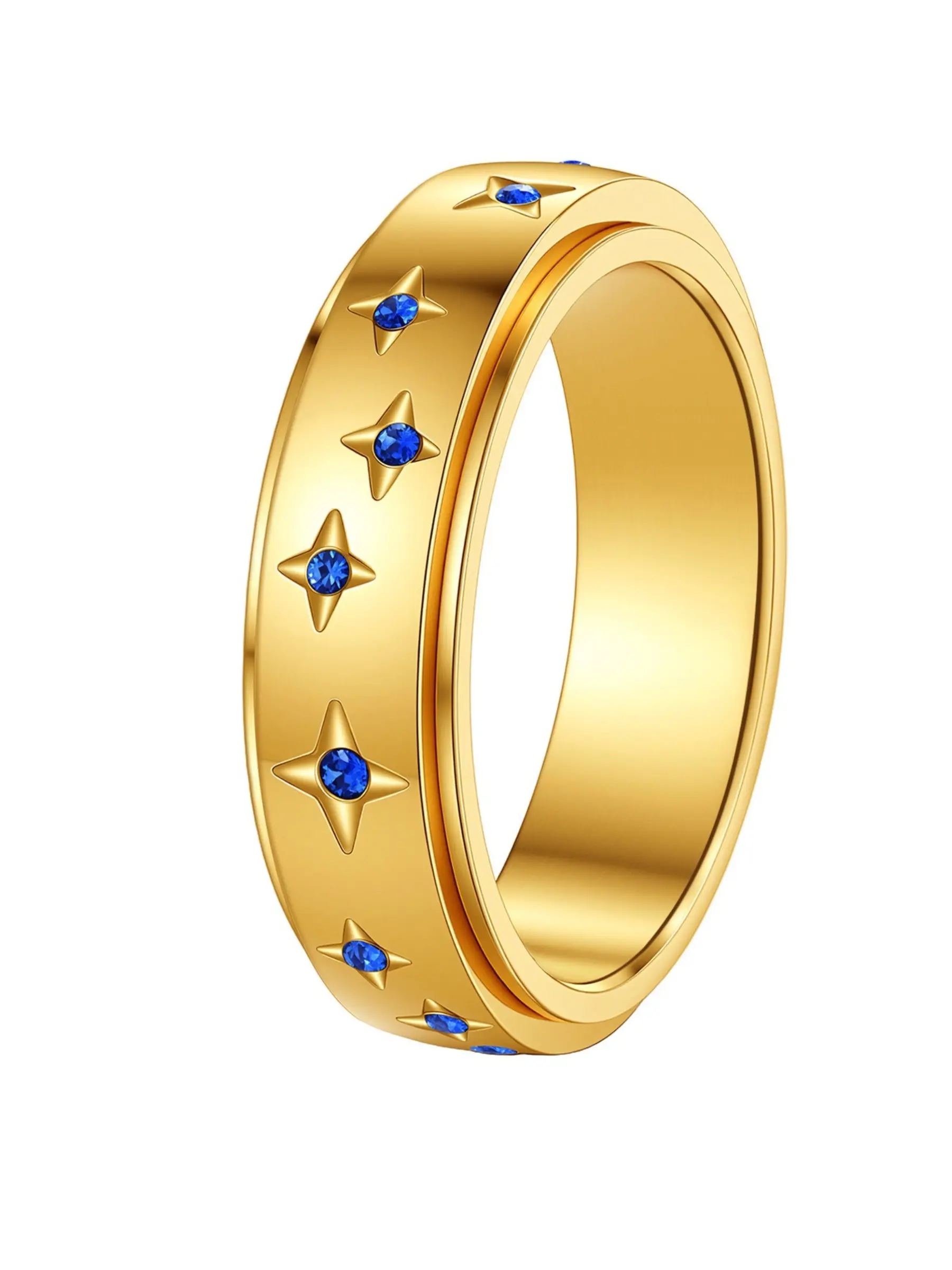 New style constellation-shaped rotatable titanium steel ring for women, stress-relieving finger ring, couple's ring pair, Star Ring, Geometric Rings