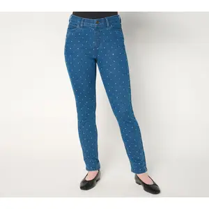 Denim & Co. Regular Indigo Classic Denim Sparkle Front Ankle Jean