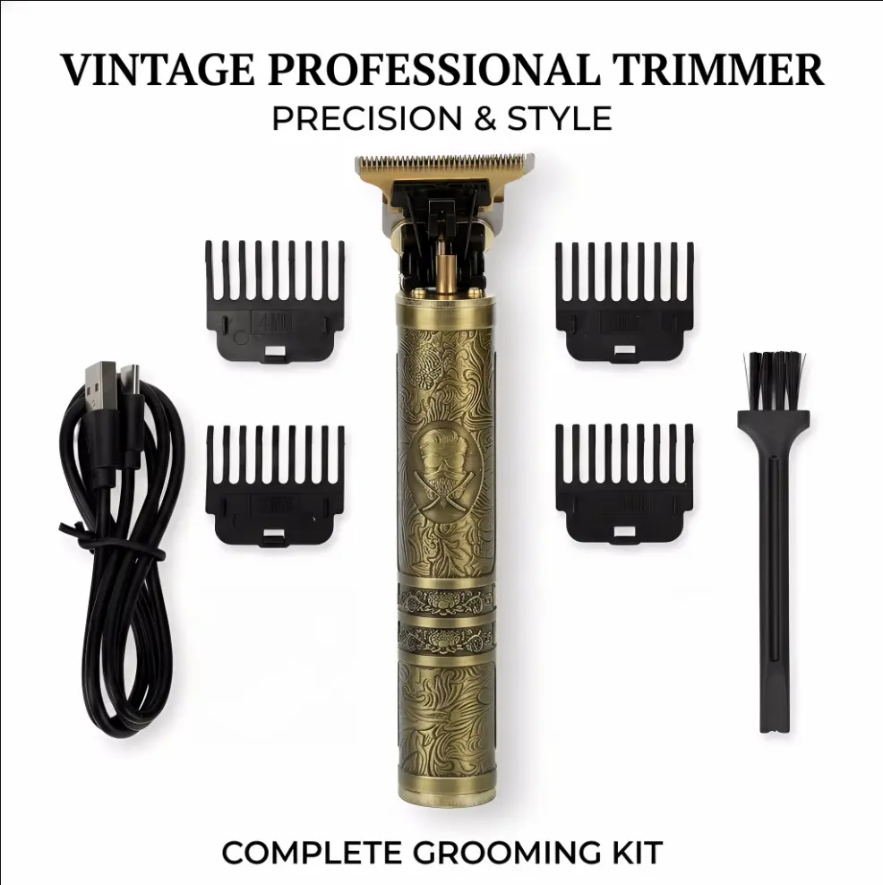 Retro Gold Engraved Professional Hair Clipper—Compact Electric Hair Cutting Tool, Suitable for Salon and Home Haircuts, Perfect as a Christmas, Valentine's Gift or Men's Hair Trimmer Gift, Father's Day Gift