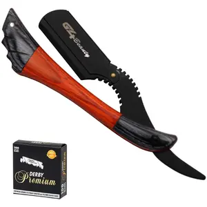 Straight Edge Razor Barber Wood Handle Stainless Steel Folding Cut Throat Knife premium Professional