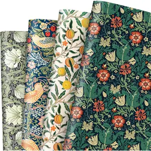 12 Sheets Retro Floral Wrapping Paper -Not Roll-  Flower Bird   Wrap Paper Folded Flat Art Sheet for DIY Crafts Wedding  Shower Birthday, 19.7 x 27.6 Inch