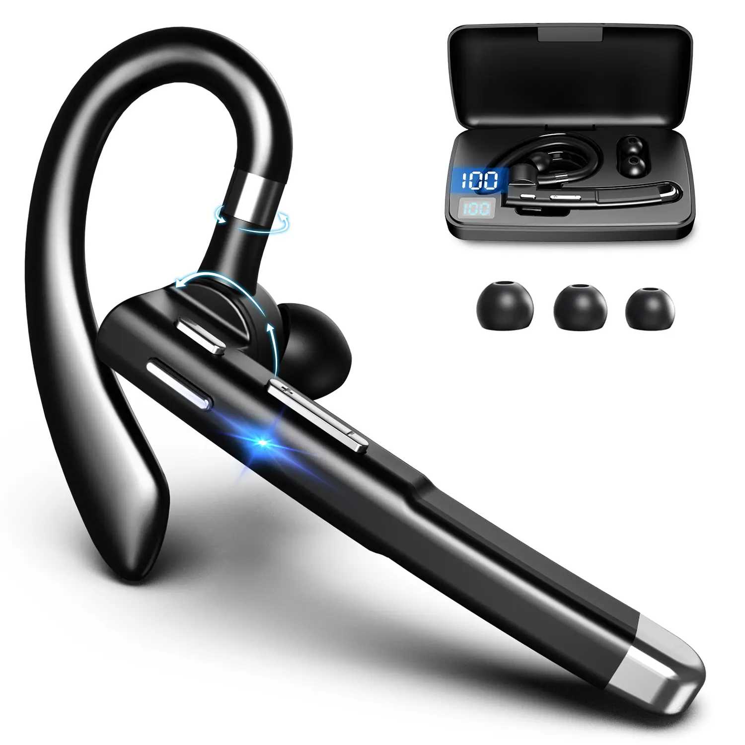 Bluetooth Headset,Wireless Headset Business Earpiece Built-in Mic Noise Cancelling Headphone 5.3 Handsfree Sports Earphone for Android iOS Driving Trucker Driver Business Office