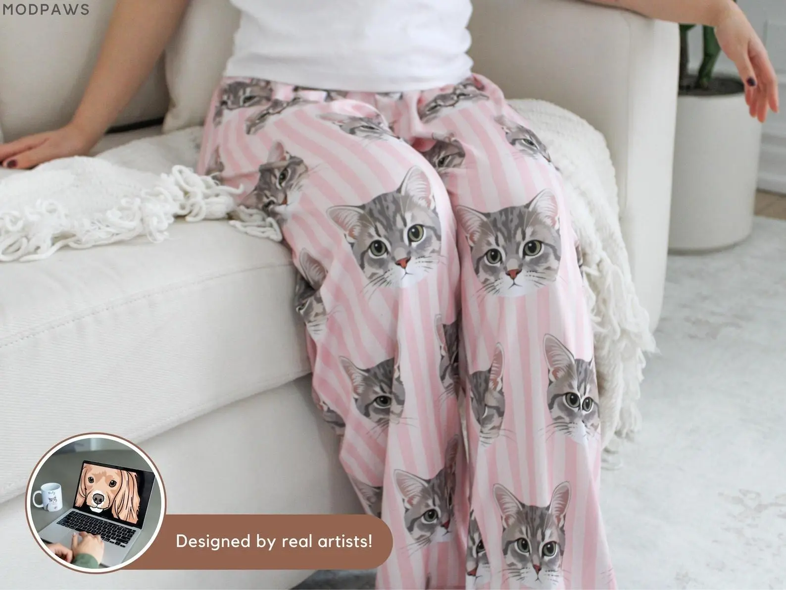 Personalized Pet Pajama Pants, Custom Dog Cat PJs with Photo & Name, Pet Face Sleepwear, Vertical Stripe Lounge Pants, Custom Gift for Pet Lovers