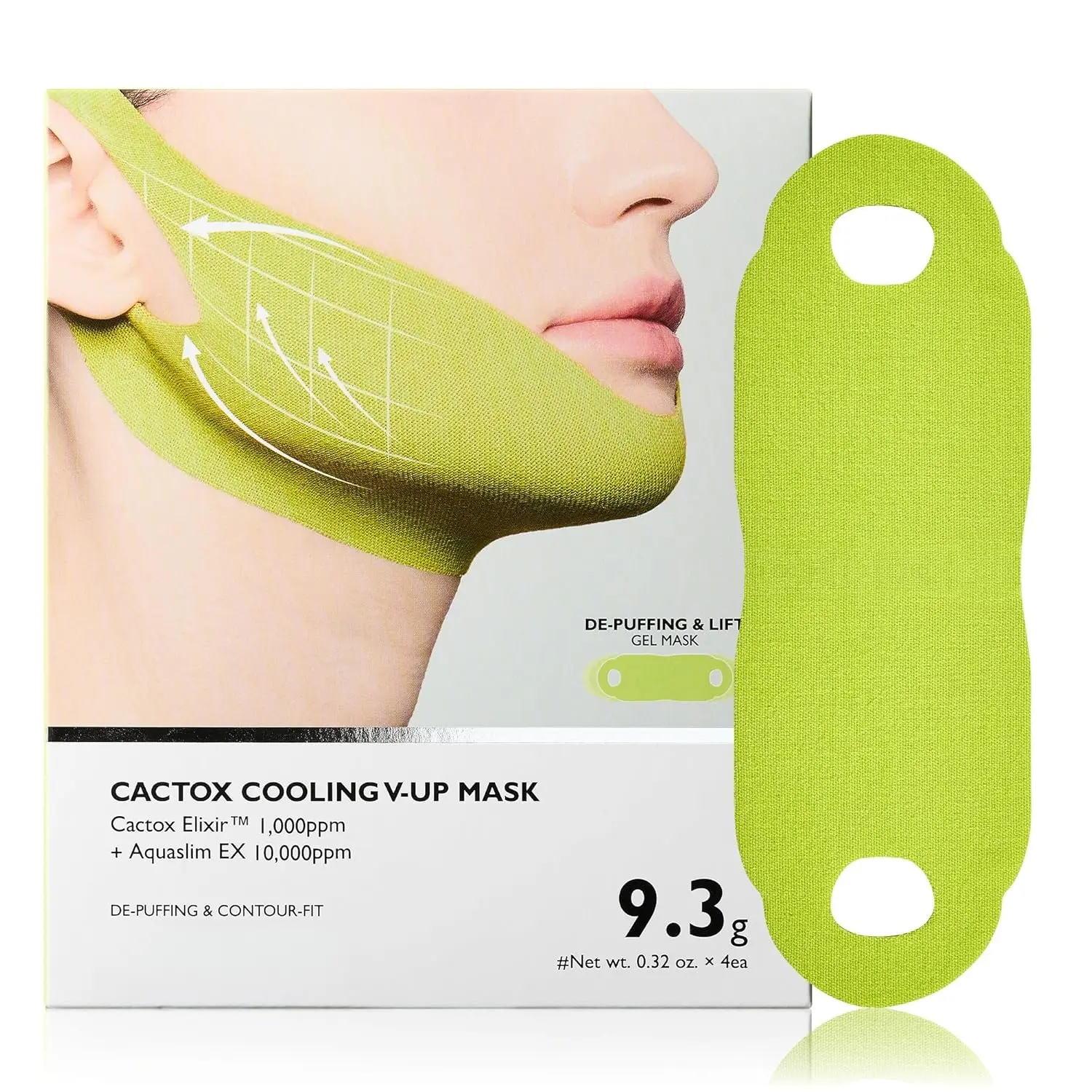 Facial V-Lifting Band with Refreshing Cactus Effect, Reduces Swelling, Tightens Pores, Supports Contour Enhancement and Skin Repair
