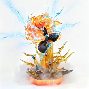 Demon Slayer Agatsuma Zenitsu Figure Thunder Breathing  Anime Statue Collectible PVC Action Figurine Room Decor Gift for Fans