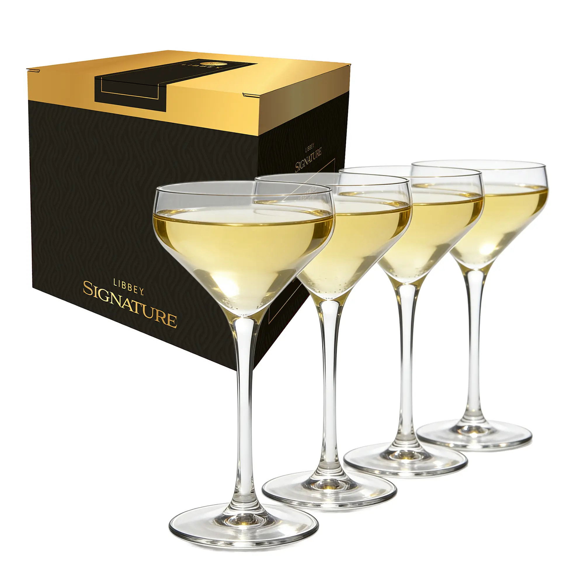 Libbey Signature Coupe Glasses Set of 4, Timeless Cocktail Glasses for Drinks and Desserts, Bar Glassware for All Occasions