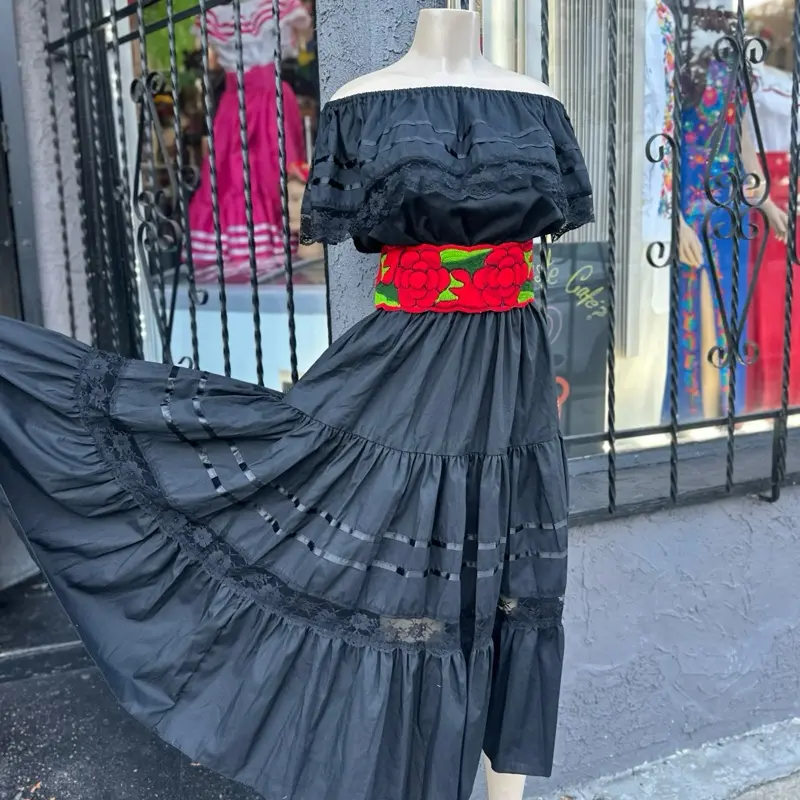 Catrina Mexican Black solid dress
