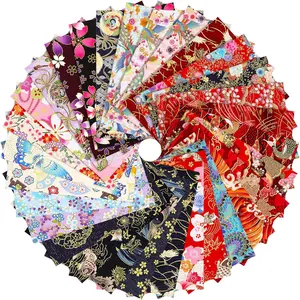30 Pieces Japanese Style Squares Fat Quarters Cotton Wrapping Cloth Quilting Bundles for DIY Patchwork Sewing
