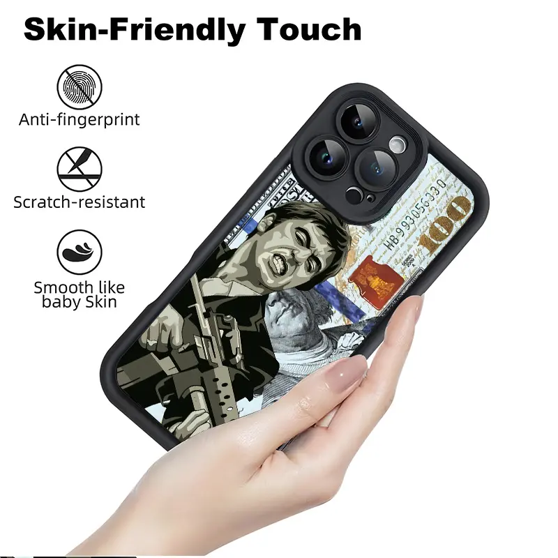 Creative Scar Face Painted Pattern Smartphone Casing - Shockproof, Drop-Protection, Rugged Durable Silicone Cover for iPhone 16,17,15,14 Pro Max,13,12,11,Air,Plus & Handheld Cellphone Devices Samsung S2654321