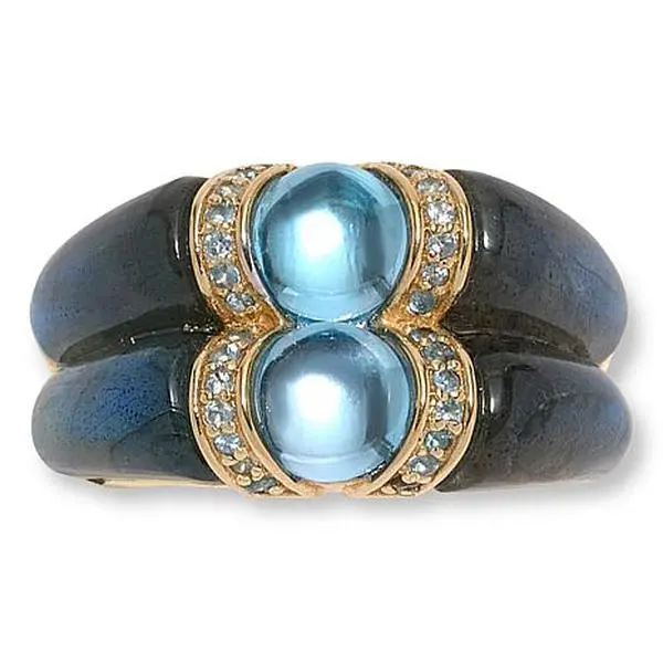 Rarities Fine Jewelry Rarities Gold-Plated Labradorite and Sky Blue Topaz Double Gem Ring