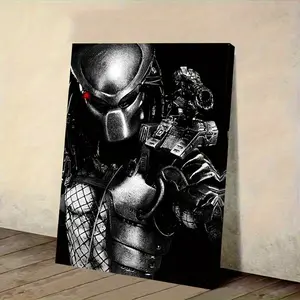 1pc Hunter 1987 Movie Canvas Poster - 2D Flat Frame Wall Art, Featuring Hunter and Tanner in Black and Red, Bedroom, Living Room, Hallway Decoration, Movie Wall Art, Bedroom Decoration, Detailed Armor Design, 2D Flat