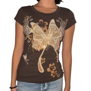 Butterfly Bliss Top Brown - Cotton