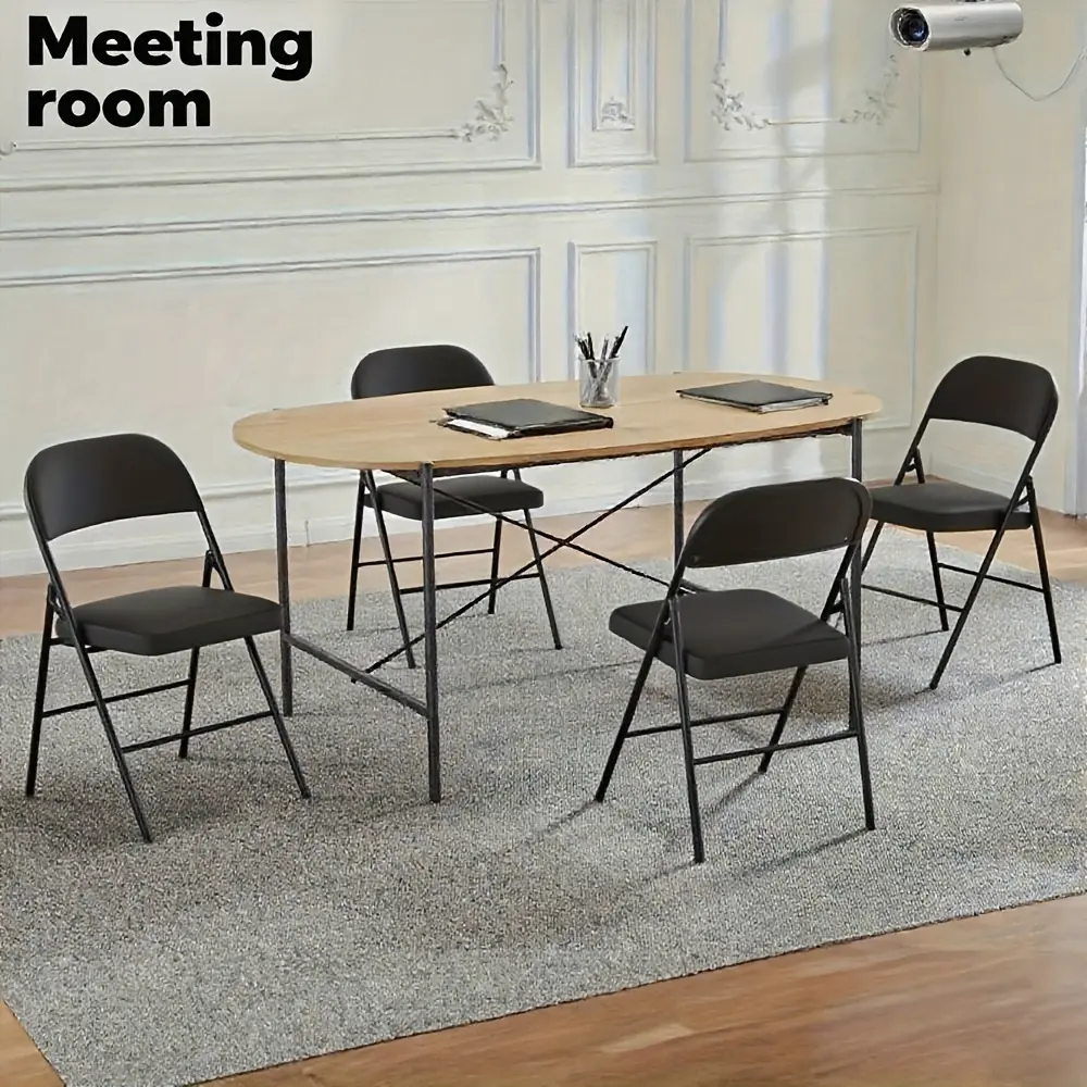 2/4/6/8/10pcs Folding Chairs, Conference Room Folding Chairs, Reception Room Chairs, Sturdy Metal Frame, High-Density Padding, PU Leather - Suitable for Conference Rooms, Gatherings, and Use as Dining Chairs