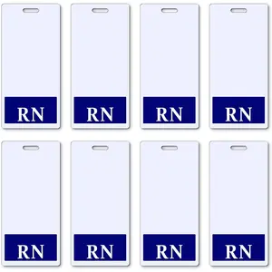 10 Pieces Nurse Badge Tags Badge Holder for ID Double Sided Vertical Horizontal RN Badge Reel Clear PVC Badge Holders with Blue Background for Resident Nurses(Blue, 4.5 x 2.1 Inch)
