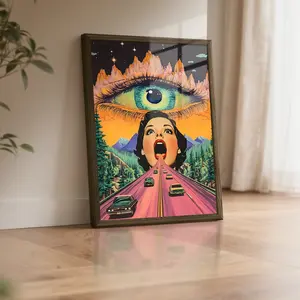 Wooden Acrylic Framed Canvas Painting, Retro Style, Woman Painting Poster, Vintage Wall Art Decor Living Room Bedroom Office, Home Decoration, Perfect Gift