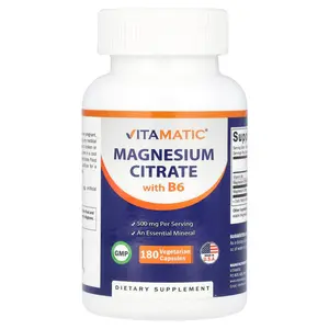 Vitamatic Magnesium Citrate with B6, 180 Vegetarian Capsules