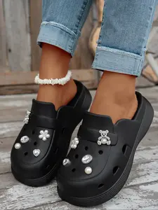 Women's Cute Cartoon Bear Shoes, Summer Fashion Casual Thick Sole Slippers, Outdoor Trendy Sandals, Indoor Non-Slip Slip-On Sneakers, Footwear