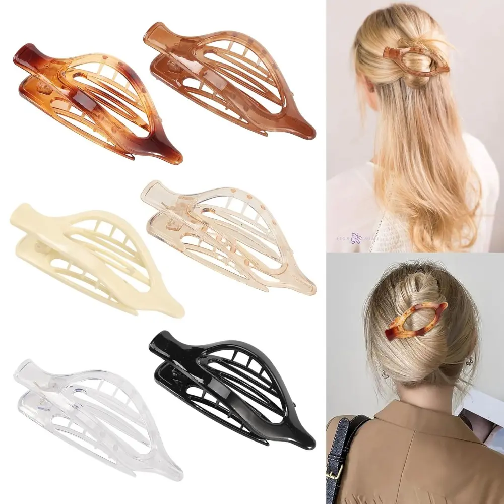 6 Packs Flat Hair Clips, Curved Claw Clips for Women Girls, Alligator Clips for Thick Thin Hair, Strong Hold Duck Billed Clips,4.7 Inch Hair Barrettes,Valentine's Day Hair Accessories, Amber Color summerwins