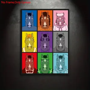 1 Piece/Set Frameless Canvas Painting Print Poster,Classic Funny Humor Anime Fashion Pop Art,Bojack Horseman,Perfect Gift for Comedy Animation Lovers,Ideal Gift for Bedroom,Bathroom,Office,Living Room,Dorm Hallway,Kitchen,Mural,Wall Decoration,Room Decor