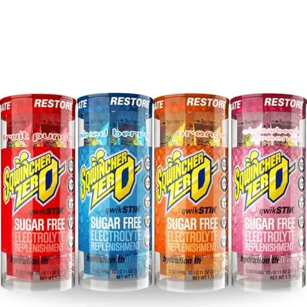 Sqwincher ZERO Qwik Stik - Sugar Free Electrolyte Powdered Beverage Mix, Assorted Flavors (40 Sticks)