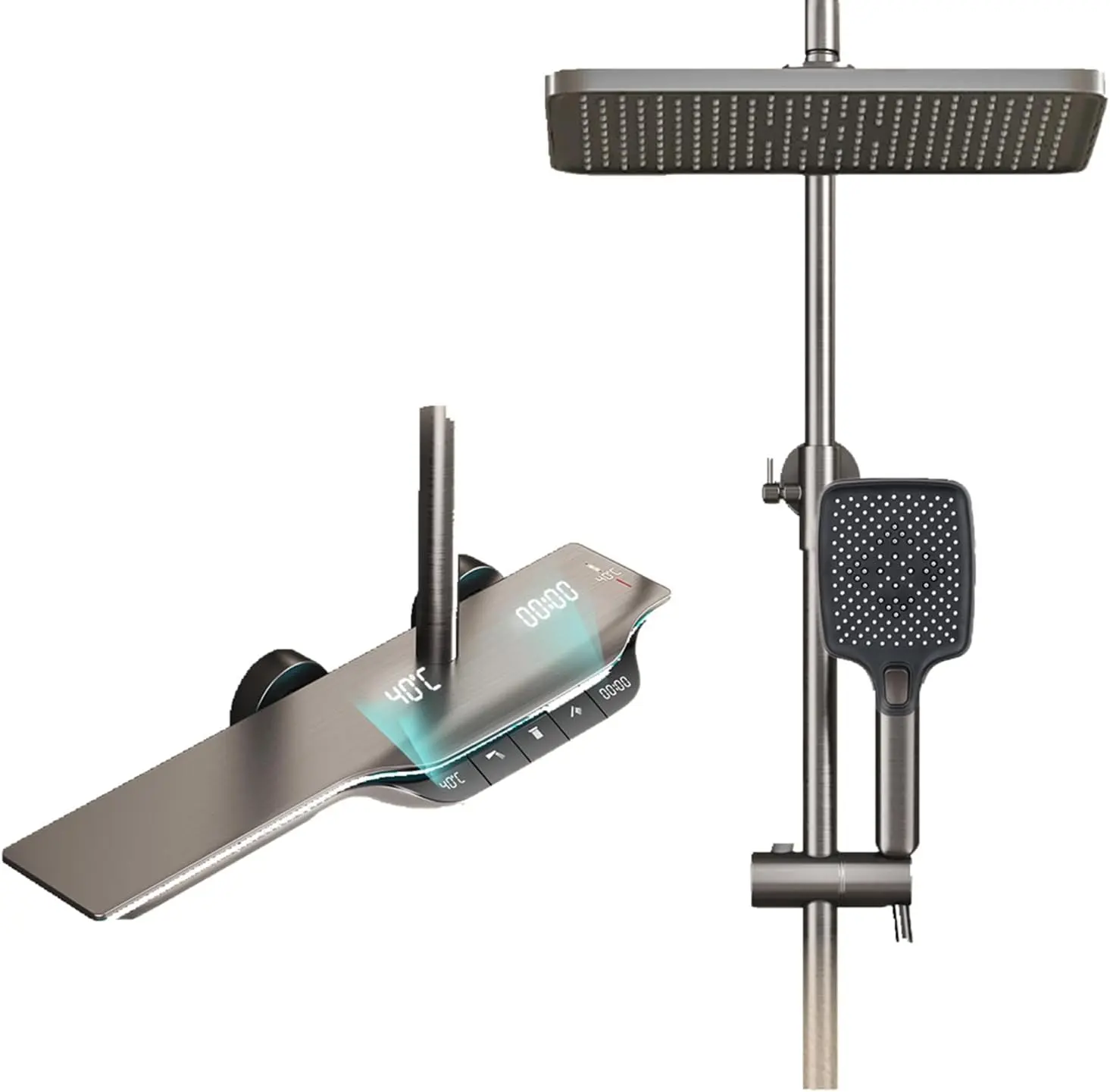 BRONSTARZ Thermostatic Shower System, Digital Display Shower Faucet Set Shower Mixer Set 3 Function Shower Kit with Valve and Rain Shower Head, Waterfall Bathtub Faucet Wall Mount new showerhead
