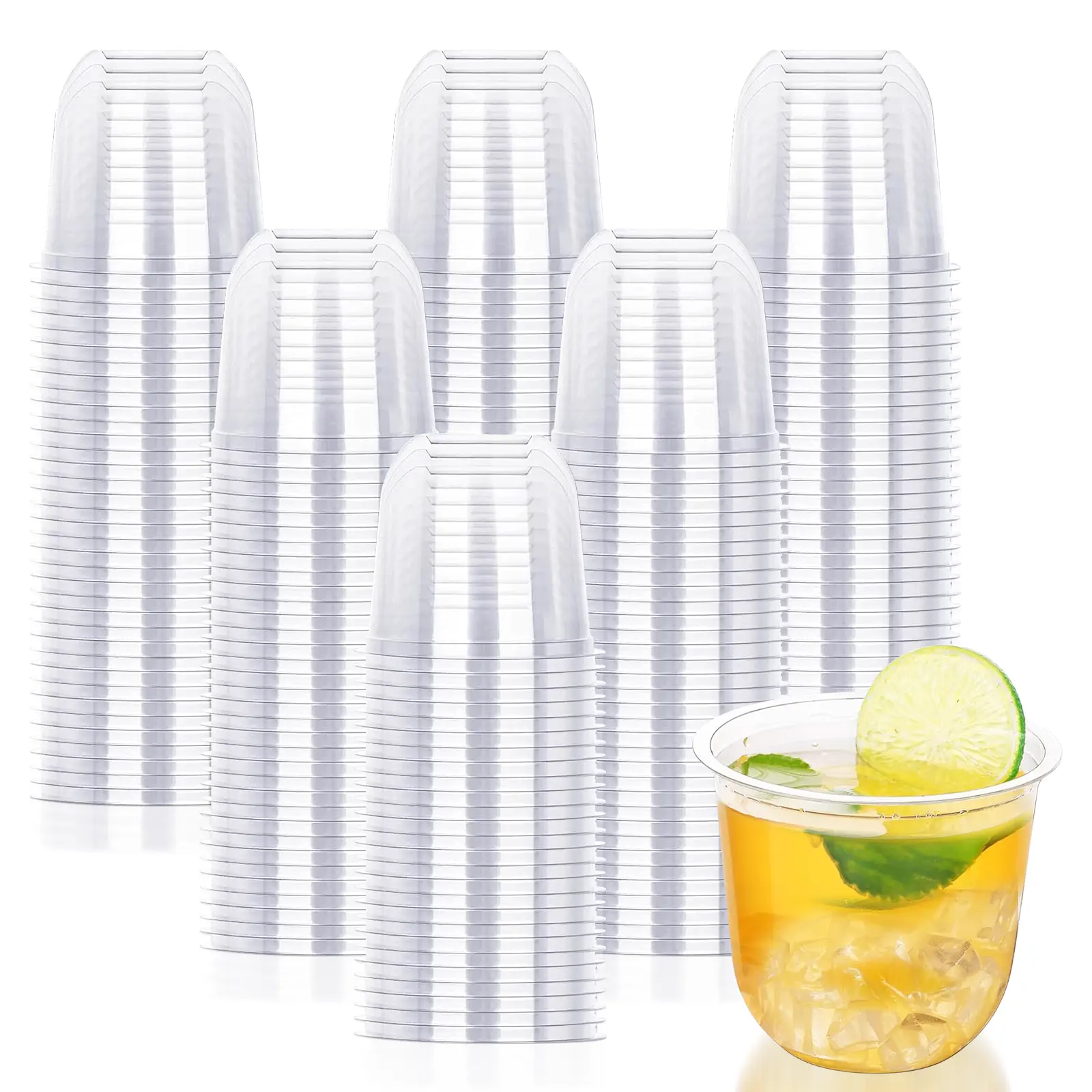 Summer Wins 100Pcs 12oz Clear  Plastic Disposable Stemless Glasses Classic Cup for Meeting Weddings Birthdays Cocktail Christmas Party Supplies