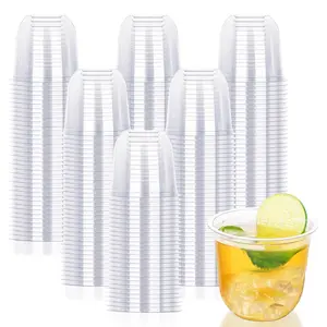 Valentine's Day 100Pcs 12oz Clear  Plastic Disposable Stemless Glasses Classic Cup for Meeting Weddings Birthdays Cocktail Christmas Party Supplies
