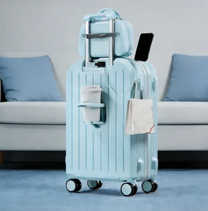 20-inch 2 Piece ABS+PC Hardshell Luggage Set in Classic Design,Can be taken on boardA,Elegant and Durable Suitcases,Lightweight Luggage with one handbag set, Cabin Size Blue, Luggagesets Back to school be is suitcase