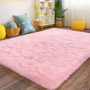Soft Shag pink Rugs For Bedroom,  Fluffy Shaggy Rugs For Living Room Nursery, Luxury Modern Plush Carpet Girls Boys Kids Room Dorm Indoor Home Decor, Upgrade Non-Slip