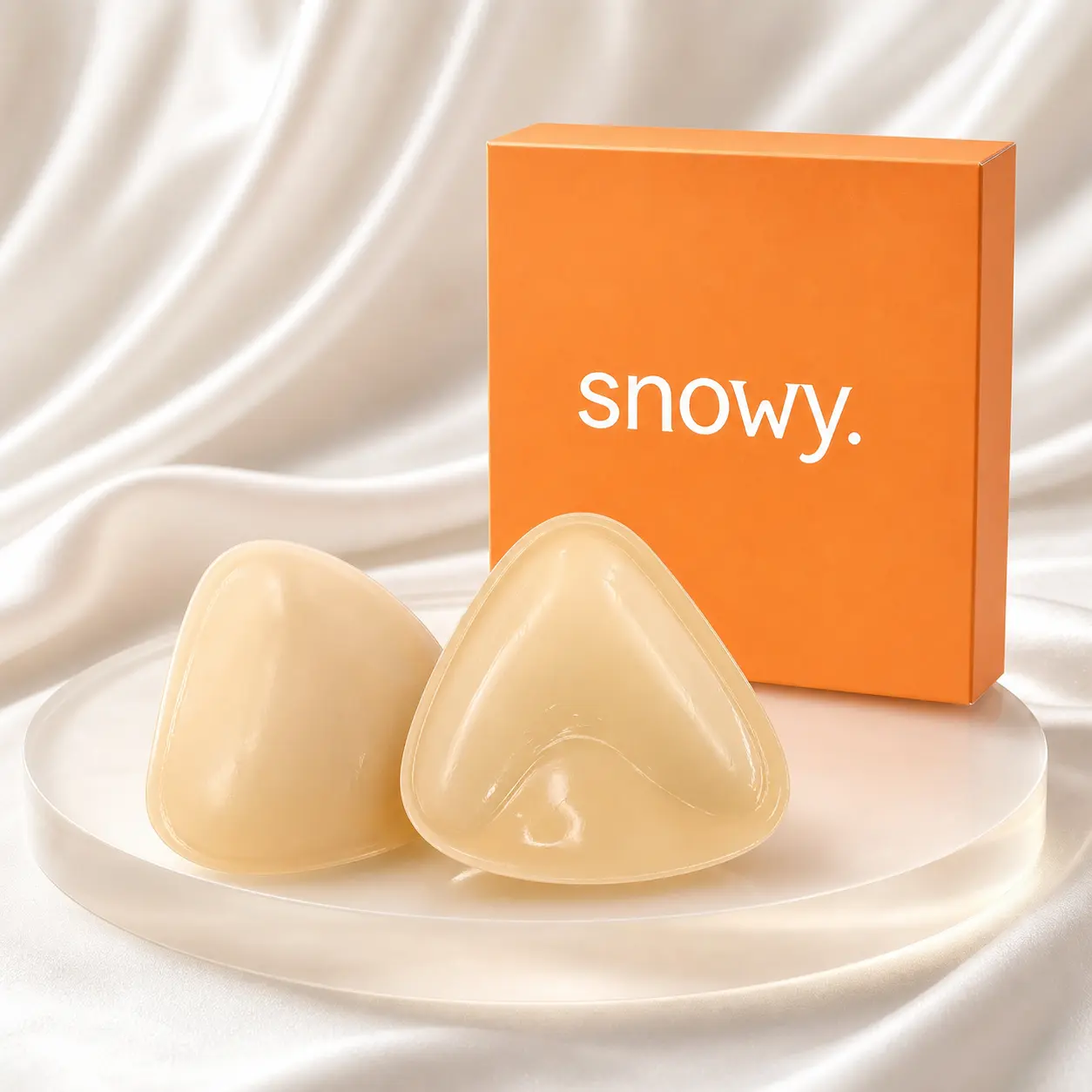 SNOWY Double-Sided Adhesive Silicone Bra Inserts, Reusable Washable Push-Up Bra Pads for Bras, Bikinis & Dresses, 4 Sizes
