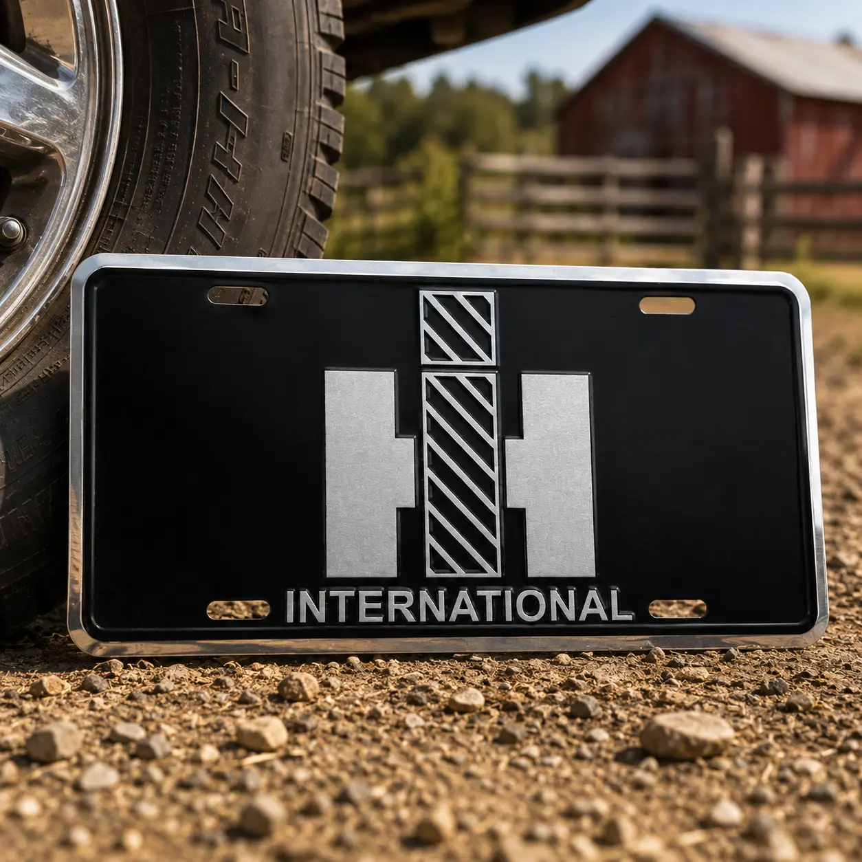 International Harvester IH License Plate – Black & Silver Farm Tractor Vanity Plate, Vintage Agriculture Truck Decor, Farmer Gift